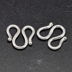 Silver 925 Sterling Silver S-Hook Clasps, Silver, 14x16x1.8mm, about 15pcs/20g