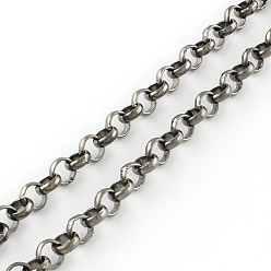 Gunmetal Iron Rolo Chains, Belcher Chain, Unwelded, with Spool, Gunmetal, 8x2.5mm, about 82.02 Feet(25m)/roll