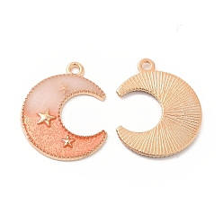 Легкий Лосось Подвески из сплава , с 2 тоновой эмалью, полумесяц со звездой, золотые, светлый померанцевый, 23x18.5x1.5 мм, отверстие : 1.6 мм