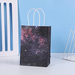 Звезда Крафт-бумажные пакеты с рисунком звездного неба, с пеньковой веревки, подарочные пакеты, сумки для покупок, прямоугольные, звезда картины, 15x8x21 см