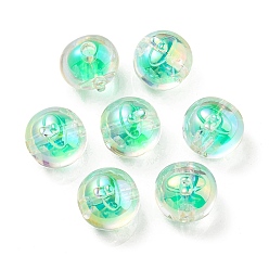 Medium Turquoise UV Plating Rainbow Iridescent Acrylic Beads, Two Tone Bead in Bead, Fruit, Medium Turquoise, 16x15.5x16.5mm, Hole: 3.5mm
