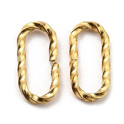 Настоящее золото 18K 304 кольца прыжок из нержавеющей стали, открытые кольца прыжок, скрученный, овальное кольцо, реальный 18 k позолоченный, 18 датчик, 16x8x1 мм, внутренний диаметр: 5.5x14 мм
