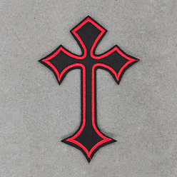 Black Cross Shape Computerized Embroidery Cloth Iron on/Sew on Patches, Costume Accessories, Black, 105x70mm