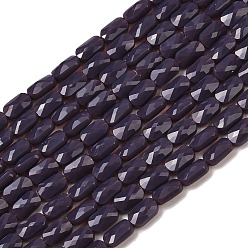 Темно-синий  Шифер Непрозрачное стекло бисер нитей, прямоугольные, граненые, темный сланец синий, 7x4.5x3.5 мм, отверстие : 0.9 мм, около 79~80 шт / нитка, 21.65''~22.24'' (55~56.5 см)