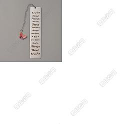 Нержавеющая Сталь Цвет 1 закладки из нержавеющей стали, с цепочкой и подвесками в виде бабочек, прямоугольник со словом, цвет нержавеющей стали, 130x25.5x1 мм