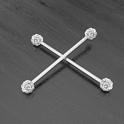 Нержавеющая Сталь Цвет 316l хирургическая нержавеющая сталь круглая штанга промышленные серьги для хряща, цвет нержавеющей стали, Длина стержня: 38мм, штифты : 1.6 мм