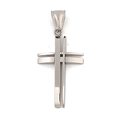 Нержавеющая Сталь Цвет Устойчивые к потускнению 304 подвески из нержавеющей стали, крестик, цвет нержавеющей стали, 36x20x4 мм, отверстие : 10x4 мм