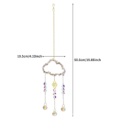 Аметист Облако из сплава с натуральными аметистовыми чипсами, подвесные подвесные украшения из бисера, ловцы солнца из стеклянных бусин для праздничного окна, украшения для настенных дисплеев, 505x105 мм