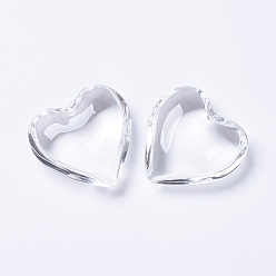 Clear Glass Pendants, Heart, Clear, 40~41x42~43x15mm, Hole: 2mm