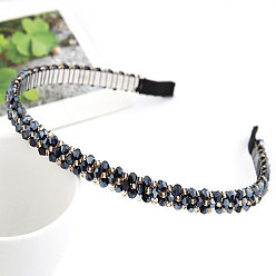 Black wl09042759 Handmade Crystal Beaded Knitted Headband for Women - Elegant and Fashionable Winter Hair Accessory