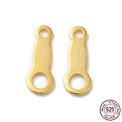 Golden 925 Sterling Silver Links, Chain Tabs, with 925 Stamp, Golden, 8x3x0.4mm, Hole: 0.8&1.6mm