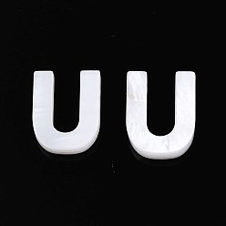 Letter U Подвески из натуральных пресноводных ракушек, для изготовления ювелирных изделий, кремово-белые, Буква U, 10x8x2.5 мм, отверстие : 0.8 мм
