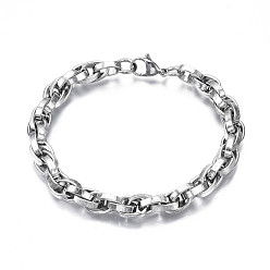 Couleur Acier Inoxydable 201 bracelet en chaîne de corde en acier inoxydable, bracelet motif constellation du bélier pour hommes femmes, couleur inox, 9-1/8 pouce (23 cm)