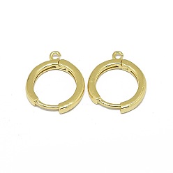 Golden Brass Huggie Hoop Earring Findings, Long-Lasting Plated, Circle Ring, Golden, 16.5x13.5x2mm, Hole: 1.2mm, Pin: 0.8mm