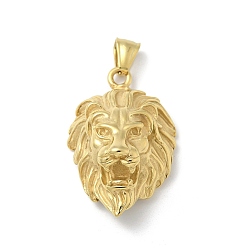 Настоящее золото 18K 304 подвески из нержавеющей стали, очарование льва, реальный 18 k позолоченный, 42x27.5x10.5 мм, отверстие : 8x4 мм