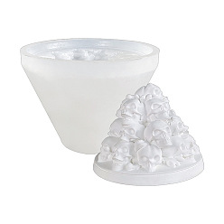 White Halloween 3D Stacking Skull Cone DIY Candle Silicone Molds, for Scented Candle Making, White, 11x8.3cm