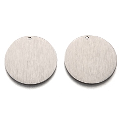Stainless Steel Color 304 Stainless Steel Pendants, Stamping Blank Tag, Laser Cut, Double Side Drawbench Effect, Flat Round, Stainless Steel Color, 30x1mm, Hole: 1.8mm