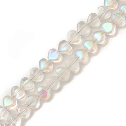Clear Electroplate Transparent Glass Beads Strands, Full Rainbow Plated, Heart, Clear, 6x6.5x4mm, Hole: 0.8mm, about 113pcs/strand, 24.41 inch(62cm)