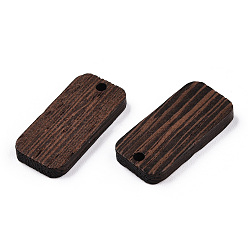 Coconut Brown Natural Wenge Wood Pendants, Undyed, Rectangle Charms, Coconut Brown, 27x13x3.5mm, Hole: 2mm