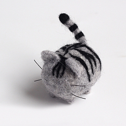 Mixed Color Animal Cat Shape Needle Felting Starter Kit, with Wool Felt and Punch Needles, Needle Felting Kit for Beginners Arts, Mixed Color, 188x153mm