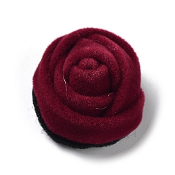 Dark Red Velvet Cloth Fabric Cabochons, Rose Flower, Dark Red, 23~24x16mm