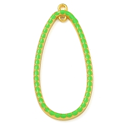 Лайм Подвески из латуни с эмалью в стойку, долговечный, без свинца и без кадмия, реальный 18 k позолоченный, очарование слезы, желто-зеленые, 45x22x3 мм, Отверстие : 1.6 мм & 1 мм
