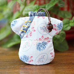 Cornflower Blue DIY Flower Pattern Cheongsam Shaped Keychain Holder Embroidery Starter Kit, including Cotton Fabric, Iron Needle, Cotton Threads, Cornflower Blue, 100x100mm