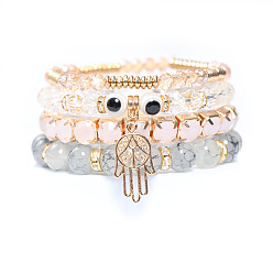 pear white Jewelry Devil's Eye Palm Bracelet Imitation Agate Alloy Multicolor Bohemian Glass Bracelet