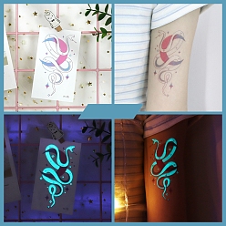 Snake Luminous Body Art Tattoos Stickers, Removable Temporary Tattoos Paper Stickers, Glow in the Dark, Snake, 10.5x6cm