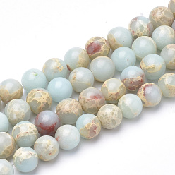 Light Cyan Synthetic Imperial Jasper Beads Strands, Dyed, Round, Light Cyan, 8~8.5mm, Hole: 1mm, about 47pcs/strand, 15.5 inch.