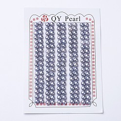 Slate Blue Natural Cultured Freshwater Pearl Beads, Half Drilled, Round, Slate Blue, 4.5~5x4mm, Hole: 1mm