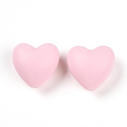 Pink Пищевые экологически чистые силиконовые фокусные шарики, сердце, розовые, 19x20x12 мм, отверстие : 2 мм