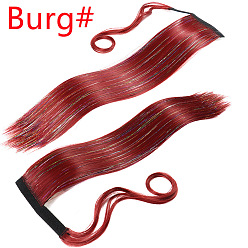 Burg# Magic Tape Wrapped Golden Straight Hair Ponytail Extension with Volume and Natural Look for Women