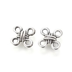 Antique Silver Tibetan Style Chandelier Components Links, Chinese Knot, Antique Silver, Lead Free, Nickel Free and Cadmium Free, 10x10x3mm, Hole: 2mm