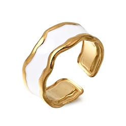 Golden 304 Stainless Steel Enamel Cuff Open Rings, Golden, Golden, 9mm, Inner Diameter: 17mm