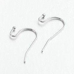 Platinum Brass Earring Hooks for Earring Designs, Lead Free & Cadmium Free, Platinum, 21x12mm, 21 Gauge, Pin: 0.7mm