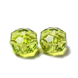 Olivine Transparent Glass Beads, Faceted, Rondelle, Olivine, 8x5mm, Hole: 1.2mm