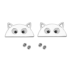 Platinum Alloy Label Tags, with Holes and Iron Screws, for DIY Jeans, Bags, Shoes, Hat Accessories, Cat, Platinum, 35mm, 2pcs/bag
