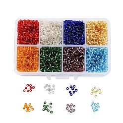 Mixed Color 1 Box 8/0 Glass Seed Beads Round  Loose Spacer Beads, Mixed Color, 3mm, Hole: 1mm, about 4200pcs/box