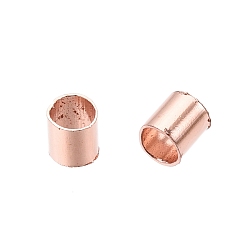Розовое Золото Никеля латунь обжимной бисер, без кадмия и без свинца, трубка, розовое золото , 2x2 мм, отверстие : 1.5 мм