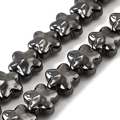 Металлическо-черное Гальванопокрытие Стеклянные бусины с гальваническим покрытием , звезда, полное покрытие, покрытие черного цвета металла, 11.5x12x6.5 мм, отверстие : 0.8 мм, около 40 шт / нитка, 17.32'' (44 см)