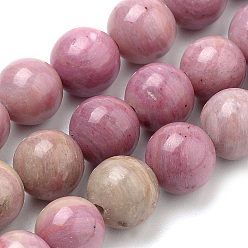 Rhodonite Natural Rhodonite Beads Strands, Round, 6mm, Hole: 1mm, about 62pcs/strand, 15.7 inch