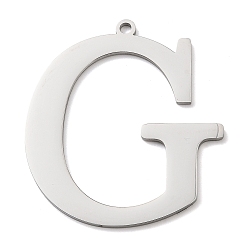 Letter G 304 подвески из нержавеющей стали, буквы, Буква G, 40x36x1.4 мм, отверстие : 2 мм