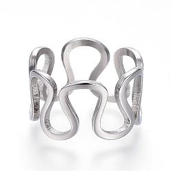 Stainless Steel Color 304 Stainless Steel Wide Band Rings, Hollow, Stainless Steel Color, Size 9, 19mm