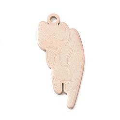 Rose Gold 304 Stainless Steel Pendants, Cat Shape Charms, Polishing, Ion Plating(IP), Rose Gold, 28.5x12.5x1.5mm, Hole: 1.9mm