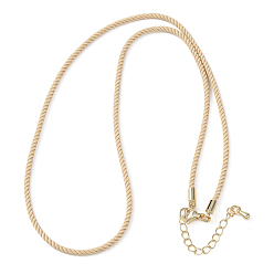 Светло-хаки 2мм круглый нейлоновый миланский шнур для изготовления ожерелья, с латунными выводами и 303 застежками из лобстера из нержавеющей стали, реальный 18 k позолоченный, светлый хаки, 18.50~18.70 дюйм (47~47.5 см)