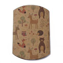 Other Animal Paper Pillow Boxes, Candy Gift Boxes, for Wedding Favors Baby Shower Birthday Party Supplies, BurlyWood, Animal Pattern, 3-5/8x2-1/2x1 inch(9.1x6.3x2.6cm)