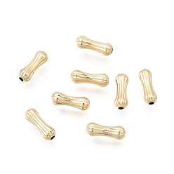 Light Gold Латунные бусины, стойки покрытие, долговечный, без свинца и без кадмия, рифленый трубки, золотой свет, 9x3 мм, отверстие : 1 мм