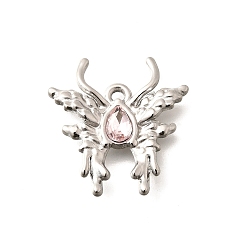 Розалина 304 подвески из нержавеющей стали, со стразами, цвет нержавеющей стали, бабочка, Розалина, 24x23x4 мм, отверстие : 2 мм