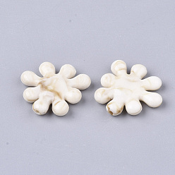 Blanc Floral Perles acryliques, style de pierres fines imitation, fleur, floral blanc, 23.5x23x5mm, trou: 1.6 mm, environ 340 pcs / 500 g